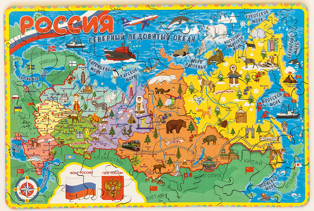 Фото Карта России. Фигурный деревянный пазл