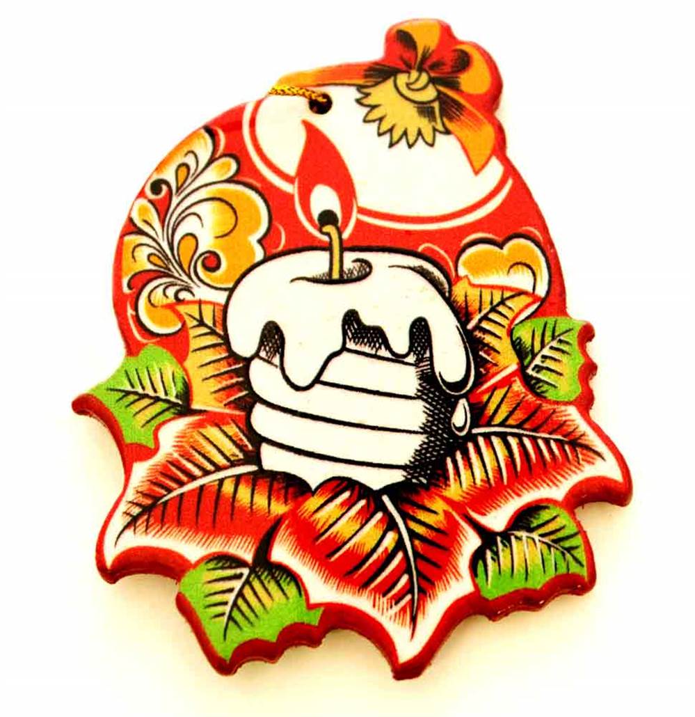 Фото Игрушка новогодняя "Свеча с шаром"